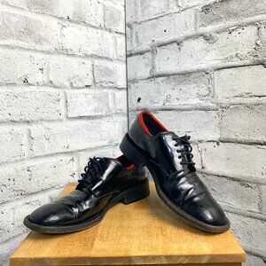 Gucci Vintage 90s Black Patent Leather Square Toe Derby Shoe